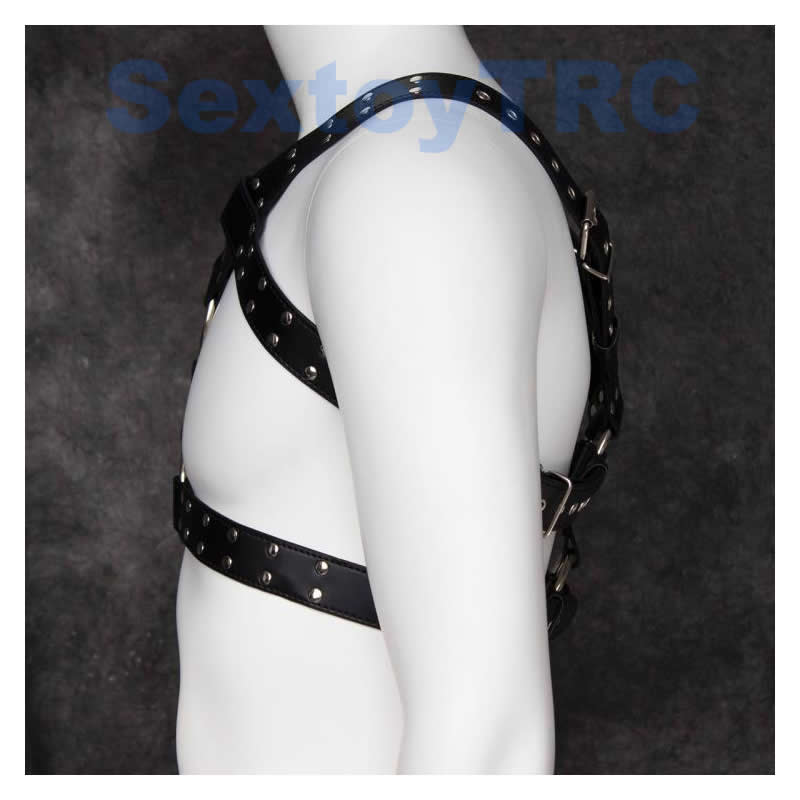 Male Leather Chest Bondage Body Harness Strap Belts Adjustable Mighty Studded Design